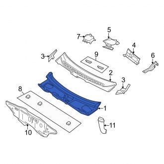 New OEM Cowl Grille Panel Fits, 2005-2007 Ford Freestyle - Part # 5F9Z7402010AA