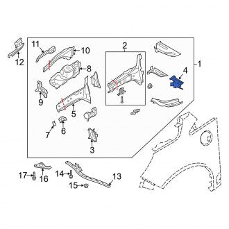 New OEM Front Left Inner Fender Apron Reinforcement Fits, 2013-2018 Ford C-MAX - Part # CV6Z54103A32D
