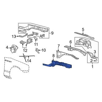 New OEM Front Right Outer Frame Side Member Fits, 2002-2005 Ford Thunderbird - Part # XW4Z5410632AA