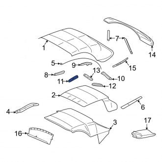 New OEM Front Right Convertible Top Seal Clip Fits, 2002-2005 Ford Thunderbird - Part # 1W6Z7651542AA