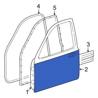 New OEM Front Left Outer Door Outer Panel Fits, 2003-2011 Lincoln Town Car - Part # 4W1Z5420201AA