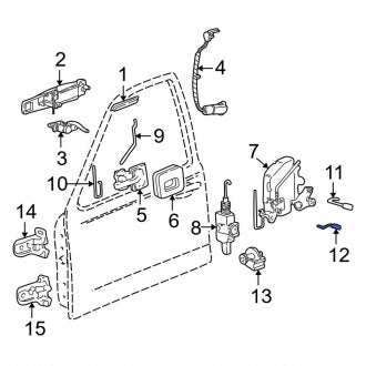 New OEM Front Right Door Lock Operating Rod Fits, 2003-2004 Lincoln Town Car - Part # 3W1Z5422152AA