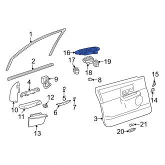 New OEM Front Right Door Window Switch Bezel Fits, 2003-2005 Lincoln Town Car - Part # 3W1Z14528BAC
