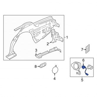New OEM Rear Fuel Door Latch Fits, 2003-2011 Lincoln Town Car - Part # 6W1Z5428610A