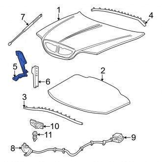 New OEM Front Left Hood Hinge Fits, 2000-2006 Lincoln LS - Part # 6W4Z16797AA