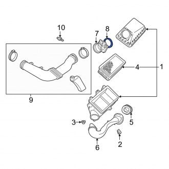 OEM (Lincoln) - Fuel Injection Air Flow Meter Gasket & O Ring Fits, 2000 2002 Lincoln LS # - Part # F3TZ9E931B