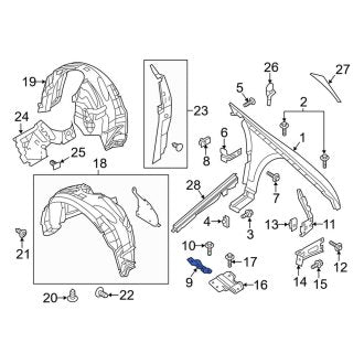 New OEM Front Center Left Fender Rail Bracket Fits, 2009-2016 Lincoln MKS - Part # 8A5Z16A204B