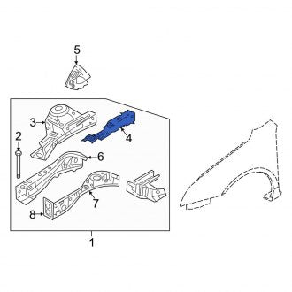 New OEM Front Left Fender Reinforcement Bar Fits, 2007-2012 Lincoln MKZ - Part # 6E5Z16061AA
