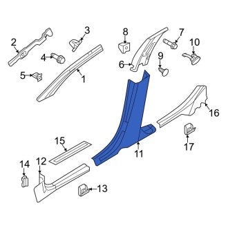 New OEM Left Lower Door Pillar Post Trim Set Fits, 2010 Lincoln MKZ - Part # AE5Z5424347BA