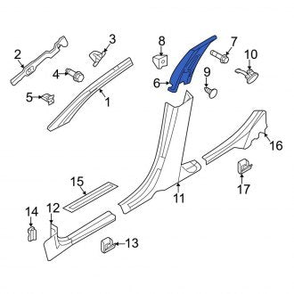 New OEM Right Upper Door Pillar Post Trim Set Fits, 2010-2012 Lincoln MKZ - Part # AH6Z5424356DB