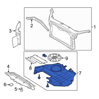 New OEM Front Radiator Support Splash Shield Fits, 2011-2012 Lincoln MKZ - Part # 9E5Z54104B40B