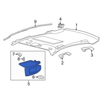 New OEM Left Sun Visor Fits, 2010-2012 Lincoln MKZ - Part # AH6Z5404105AB