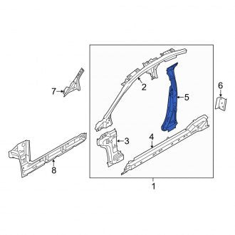 New OEM Right Body B-Pillar Reinforcement Fits, 2013-2016 Lincoln MKZ - Part # DP5Z5424300A