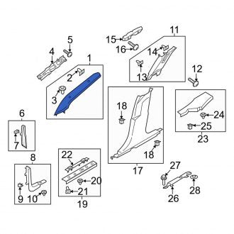 New OEM Right Body A-Pillar Trim Panel Fits, 2017-2020 Lincoln MKZ - Part # HP5Z5403598MB