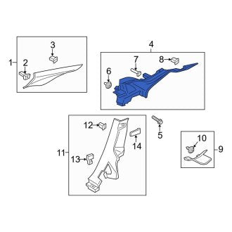 New OEM Rear Right Lower Interior Quarter Panel Trim Panel Fits, 2017-2020 Lincoln MKZ - Part # DP5Z5431012LE