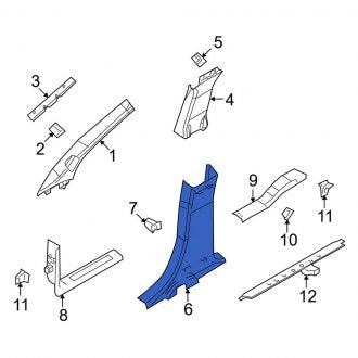 New OEM Right Upper Door Pillar Post Trim Set Fits, 2010-2012 Lincoln MKT - Part # AE9Z7424356AA