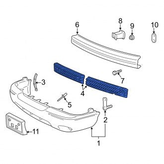 New OEM Front Right Bumper Impact Absorber Fits, 2003-2004 Mercury Marauder - Part # 3W3Z17F798AA