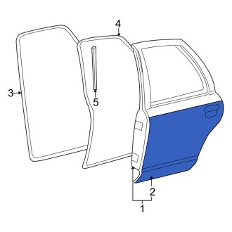 New OEM Rear Right Outer Door Outer Panel Fits, 1998-2011 Mercury Grand Marquis - Part # 3W7Z5424700AA