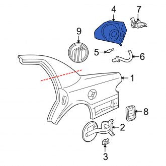 New OEM Rear Fuel Filler Housing Fits, 2003-2011 Mercury Grand Marquis - Part # 3W7Z5427936BA