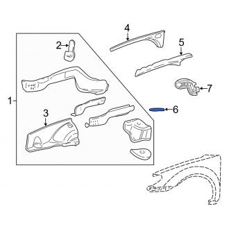 New OEM Front Fender Rail Reinforcement Brace Fits, 1996-2005 Mercury Sable - Part # F6DZ3B154A