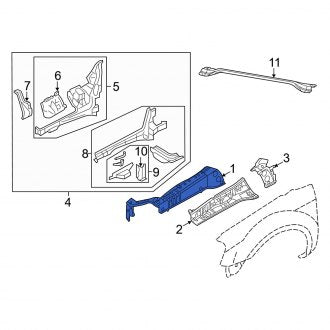 New OEM Front Left Lower Outer Fender Rail Fits, 2008 Mercury Sable - Part # 8G1Z16055C