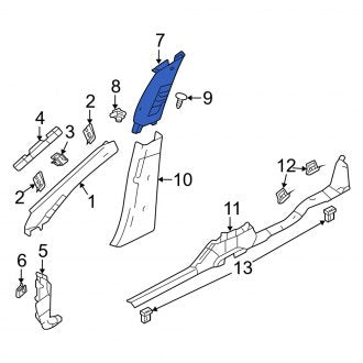 New OEM Left Upper Door Pillar Post Trim Set Fits, 2008-2009 Mercury Sable - Part # 8G1Z5424357AK