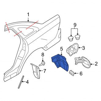 New OEM Rear Right Bumper Splash Shield Fits, 2005-2007 Mercury Montego - Part # 6G1Z5428370A