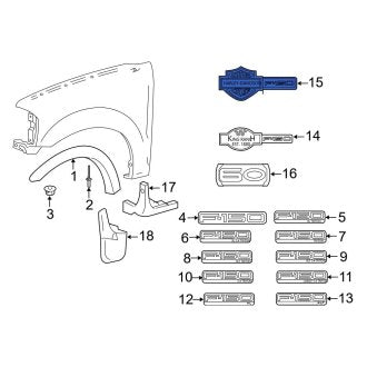 New OEM Front Right Fender Emblem Fits, 2006-2008 Ford F-150 - Part # 6L3Z16720AA