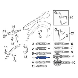 New OEM Front Right Fender Emblem Fits, 2011 Ford F-150 - Part # BL3Z16720A