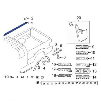New OEM Rear Right Upper Truck Bed Molding Fits, 2009-2010 Ford F-150 - Part # 9L3Z99291A40BB