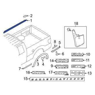 New OEM Rear Left Upper Truck Bed Molding Fits, 2009-2010 Ford F-150 - Part # 9L3Z99291A41BB