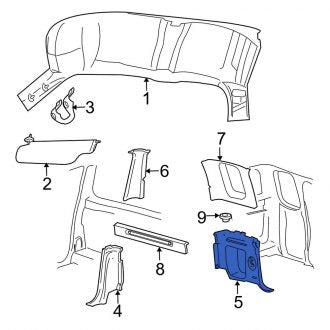 New OEM Left Truck Cab Corner Trim Panel Fits, 1999-2004 Ford F-150 - Part # XL3Z18278D13AAC