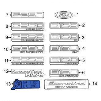 New OEM Rear Door Emblem Fits, 2011-2014 Ford E-series - Part # BC2Z1642528A