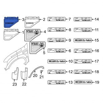 New OEM Front Right Fender Insert Emblem Fits, 2010 Ford F-250 - Part # 9C3Z16228AC