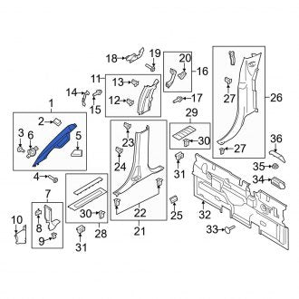 New OEM Left Body A-Pillar Trim Panel Fits, 2017-2019 Ford F-250 - Part # HC3Z2503599AB