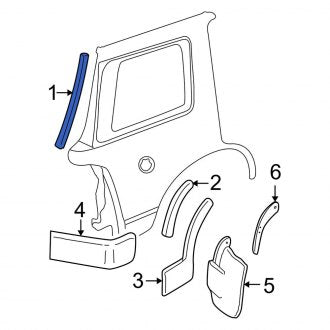 New OEM Rear Left Quarter Panel Reveal Molding Fits, 2002 Ford Explorer - Part # 1L2Z7841019AAA