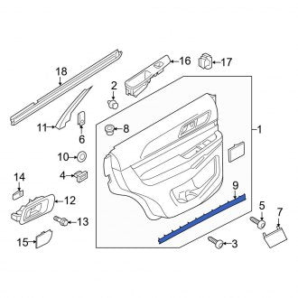 New OEM Rear Left Door Trim Molding Fits, 2016-2019 Ford Explorer - Part # FB5Z78275A37BE