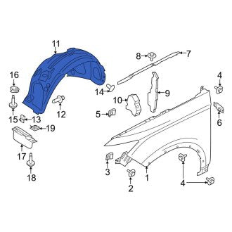 New OEM Front Right Fender Splash Shield Fits, 2015-2018 Lincoln MKC - Part # EJ7Z16102A