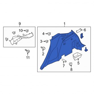 New OEM Rear Left Upper Interior Quarter Panel Trim Panel Fits, 2015-2017 Lincoln MKC - Part # EJ7Z7831013AH