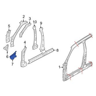 New OEM Left Upper Body A-Pillar Reinforcement Fits, 2001-2012 Ford Escape - Part # 9L8Z78021A13A