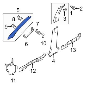 New OEM Left Body A-Pillar Trim Panel Fits, 2008-2012 Ford Escape - Part # 9L8Z7803599AB