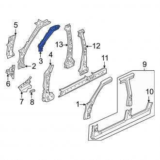 New OEM Right Body A-Pillar Reinforcement Fits, 2001-2012 Ford Escape - Part # 5L8Z7802524AA