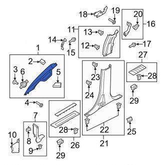 New OEM Left Body A-Pillar Trim Panel Fits, 2018-2019 Ford F-250 - Part # JC3Z2503599BC