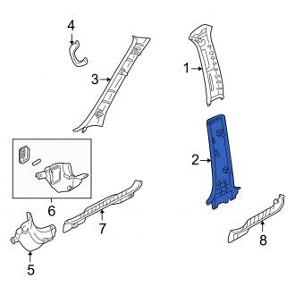 New OEM Left Lower Door Pillar Post Trim Set Fits, 2005-2007 Mercury Mariner - Part # 1L8Z7824357AAB