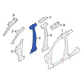 New OEM Left Body B-Pillar Fits, 2007 Ford Edge - Part # 7T4Z7824301A