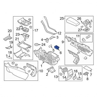New OEM Console Compartment Fits, 2011-2014 Ford Edge - Part # BT4Z7806202A