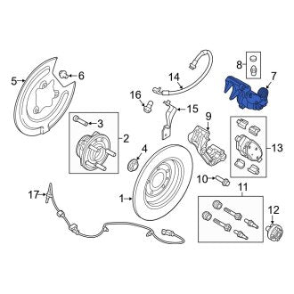 New OEM Rear Left Disc Brake Caliper Fits, 2013-2014 Ford Edge - Part # DT4Z2553C