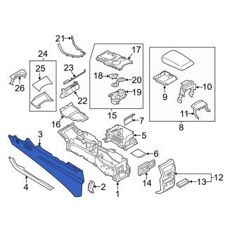 New OEM Front Left Console Panel Fits, 2015-2018 Ford Edge - Part # EM2Z5804619AB