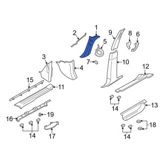 New OEM Right Upper Body A-Pillar Trim Panel Fits, 2015-2017 Lincoln Navigator - Part # FL7Z7803598AA