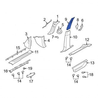 New OEM Right Lower Door Pillar Post Trim Set Fits, 2015-2017 Lincoln Navigator - Part # FL1Z7824356AA
